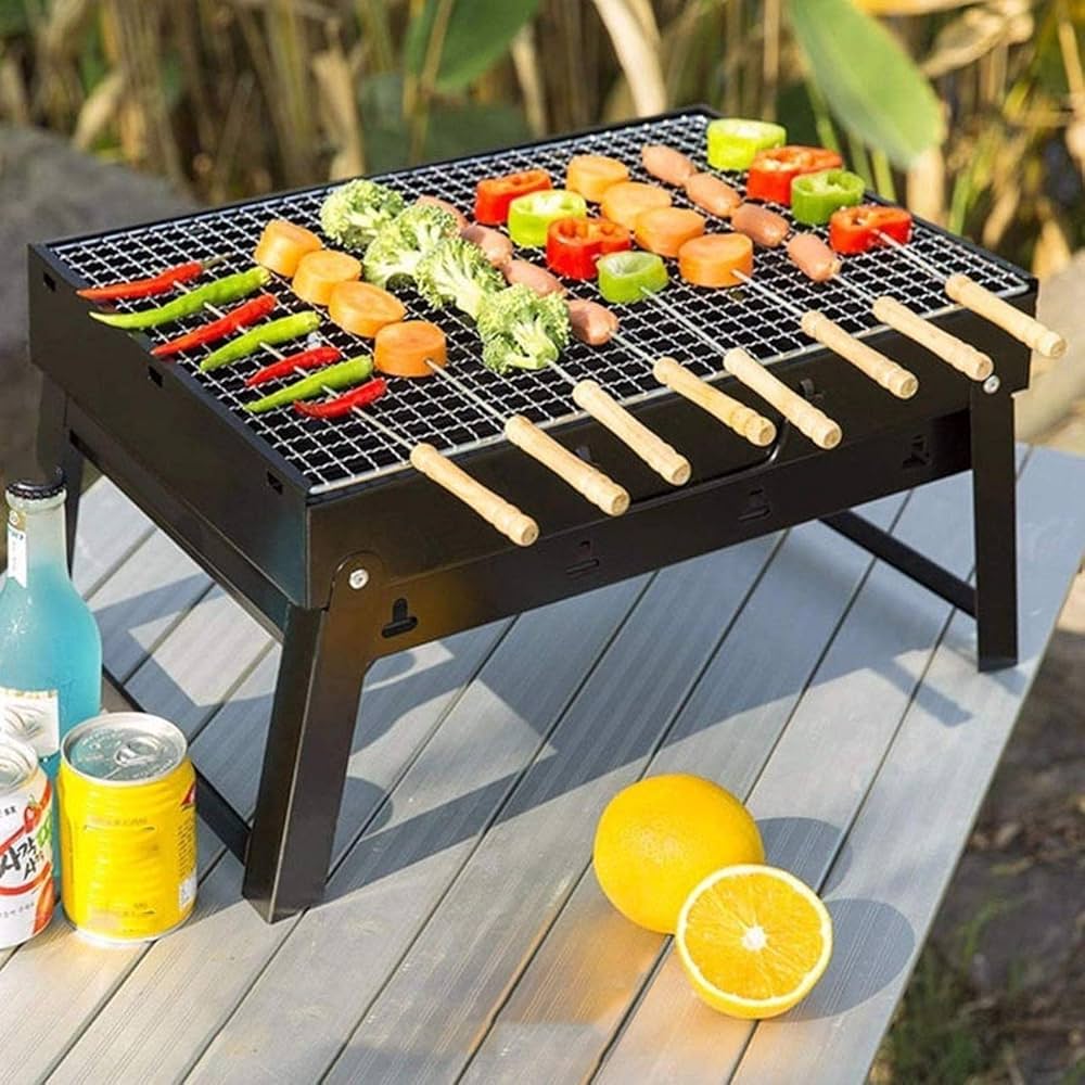 🔥 BBQ Machine 12/17 inc – Complete Grill Set (6 Pcs শিক + 2 Pcs Silicone Oil Brush + 1 Pcs Food Clip)